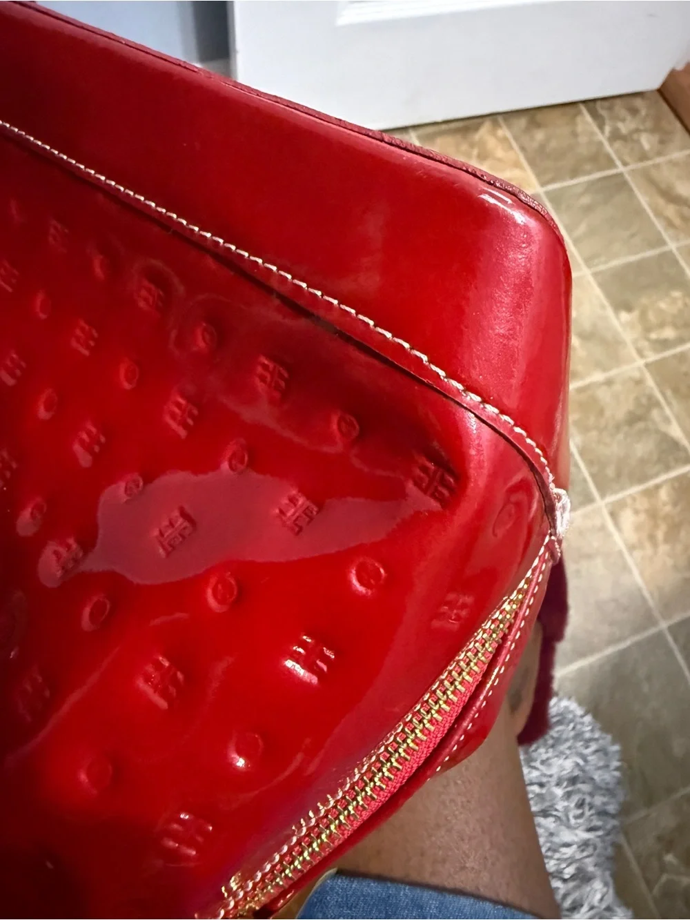 Arcadia Red Patent Dome-Style Satchel
